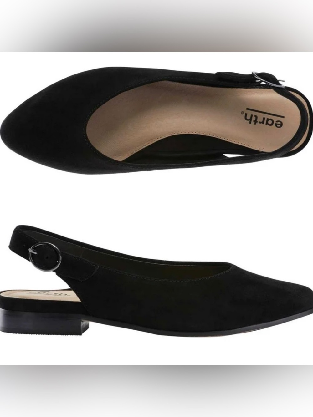 Earth Black Suede Ursula Slingback Flat